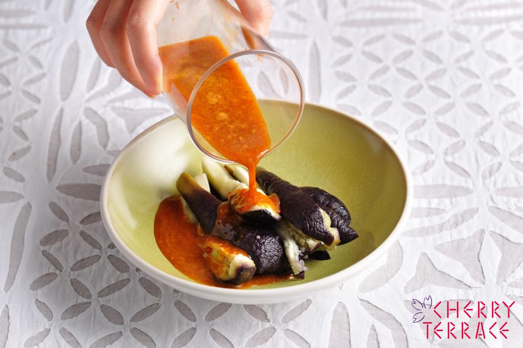 なすのピリ辛ソースがけ