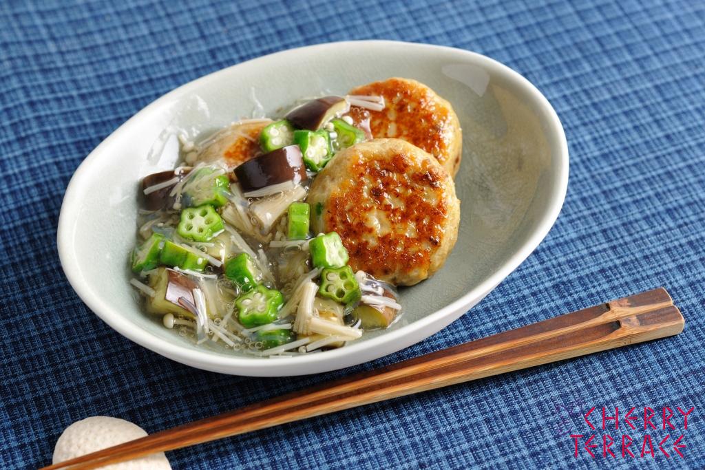 あじハンバーグ オクラとなすのあんかけ