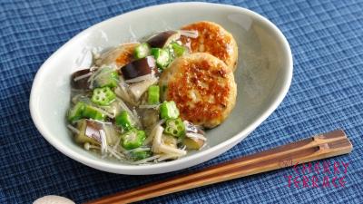 あじハンバーグ オクラとなすのあんかけ
