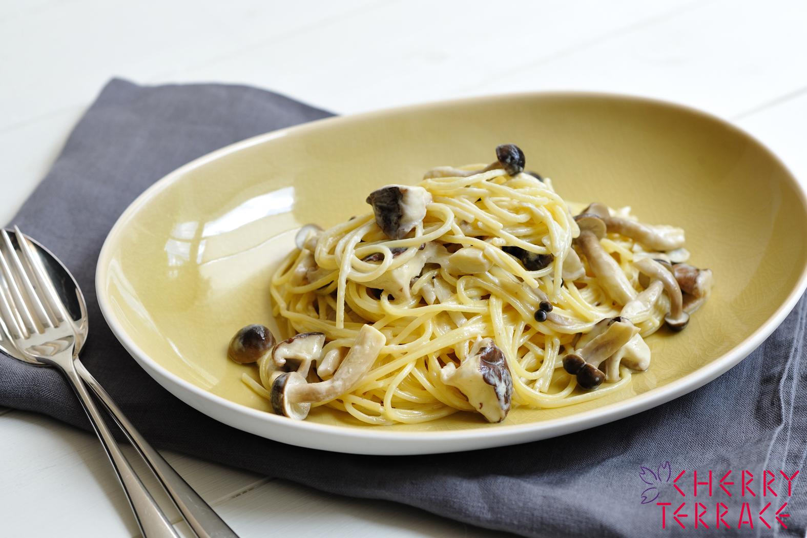 きのこのクリームソーススパゲッティ