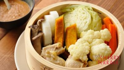 秋の蒸し野菜　味噌マヨソース
