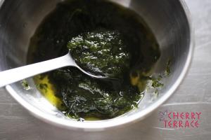 鱈と里芋の蒸し物 青のりオイル