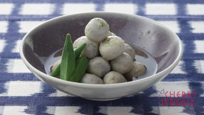 石川芋の白煮とオクラの青煮（きぬかつぎ）