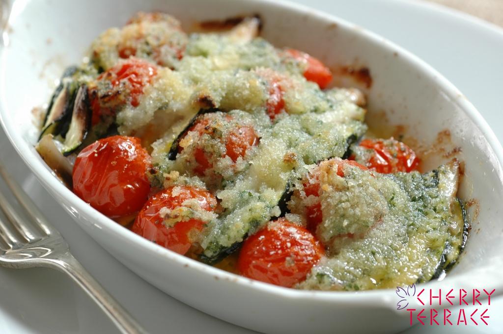 あじと夏野菜のガーリックバターグリル