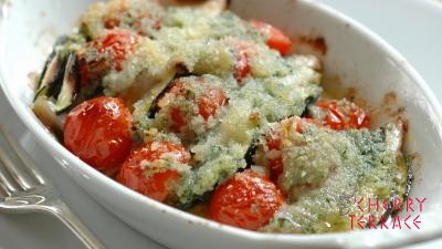 あじと夏野菜のガーリックバターグリル