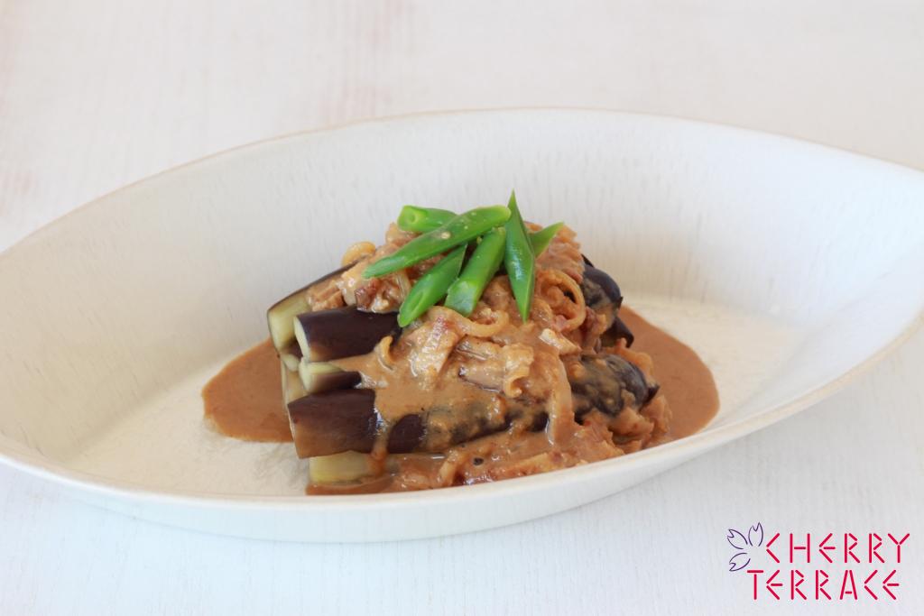 蒸しなすの棒々鶏風