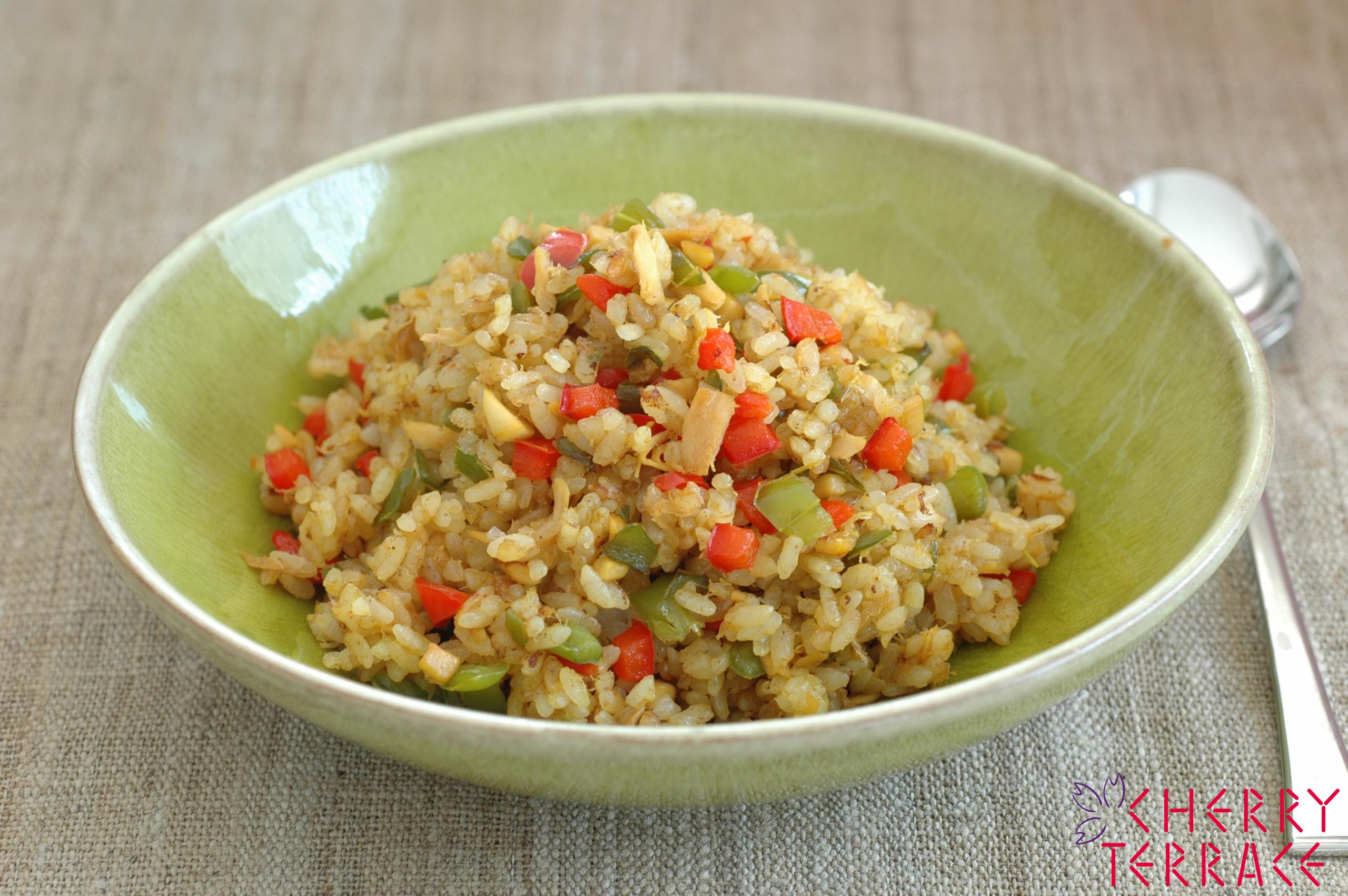 ツナとピーマンのカレーピラフ