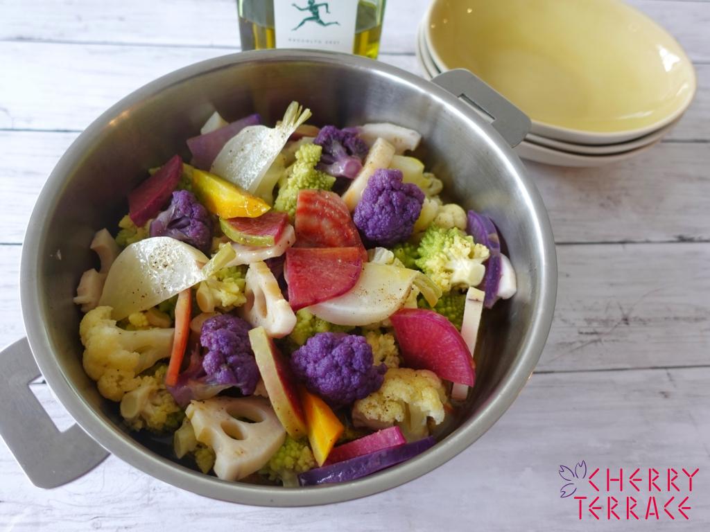 冬野菜のオリーブオイル蒸し