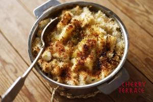 トルティリオーニと白菜、れんこんのグラタン