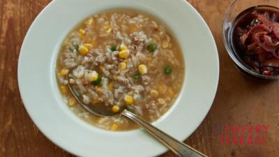 コーンと青唐辛子の夏のおかゆ
