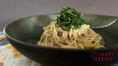 ツナと大葉の柚子胡椒ペペロンチーノ