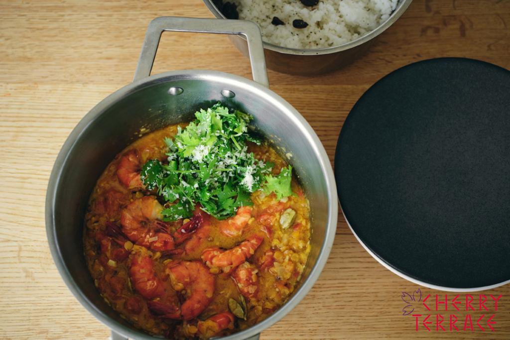 えびとレンズ豆のカレー