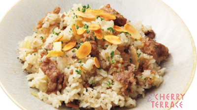 きのこと牛肉のピラフ