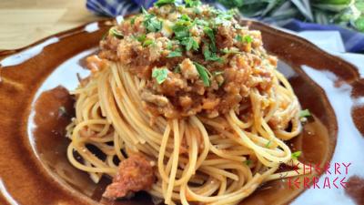 玉ねぎそぼろでミートソース