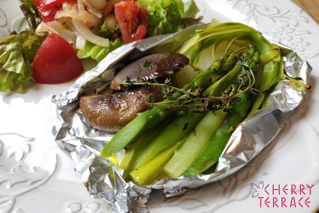 アスパラガスとしいたけのグリル